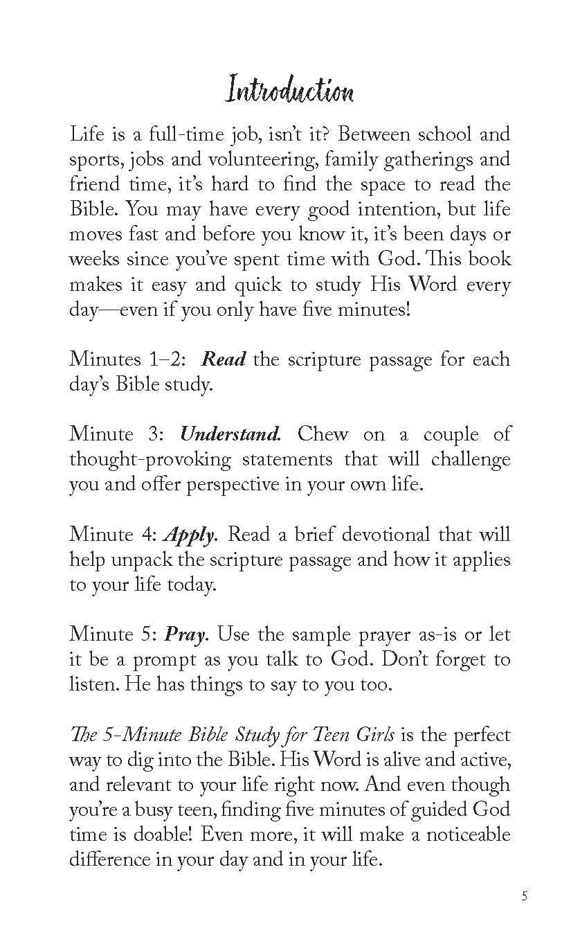 The 5-Minute Bible Study for Teen Girls