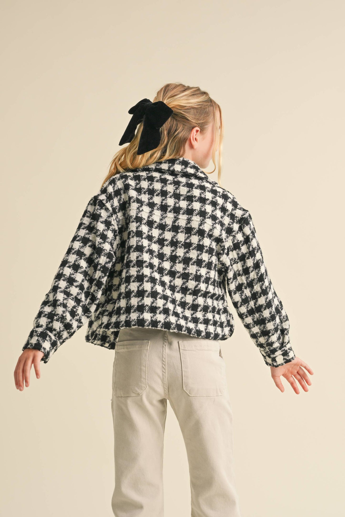 TWEEN KIDS GIRLS Tweed Houndstooth Pattern Jacket (7-14)