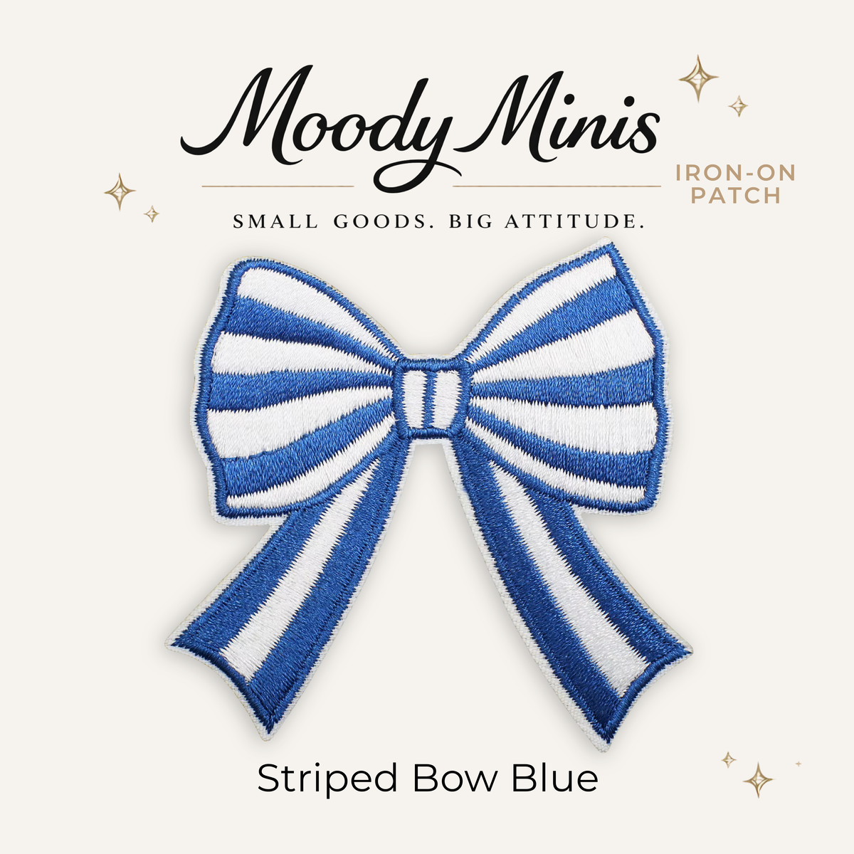 Striped Bow Blue Embroidered Patch
