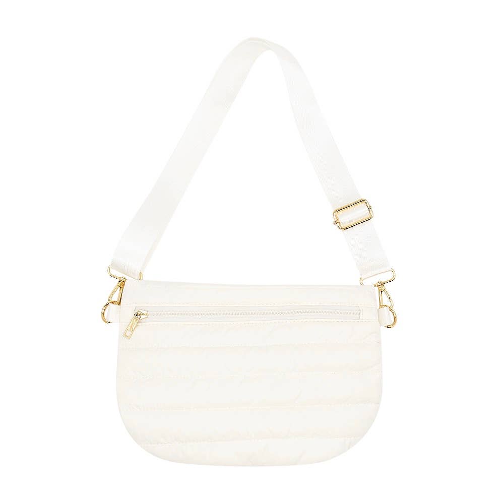 Ivory Puffer Messenger Crossbody Shoulder Bag