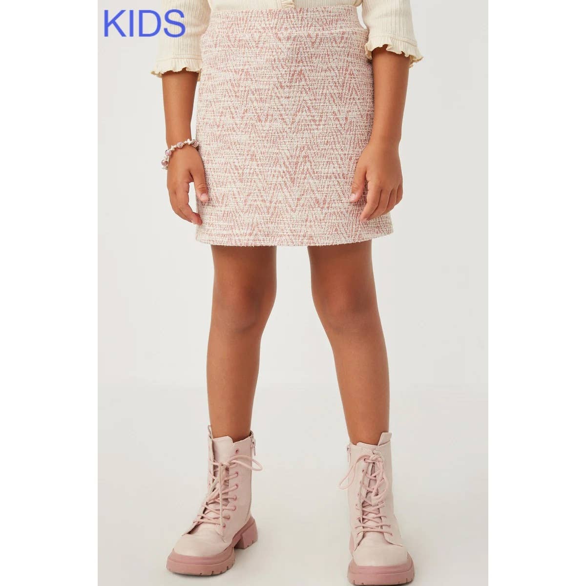 Girls Pocketed Marled Textured Knit Skirt