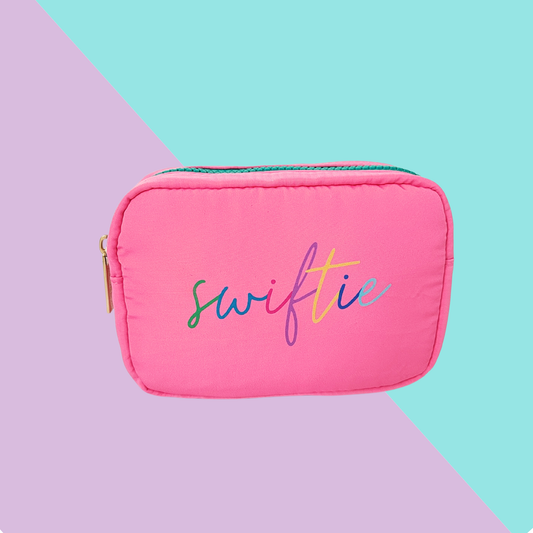 Swiftie Taylor  Script Puffy Colorblock Pouch