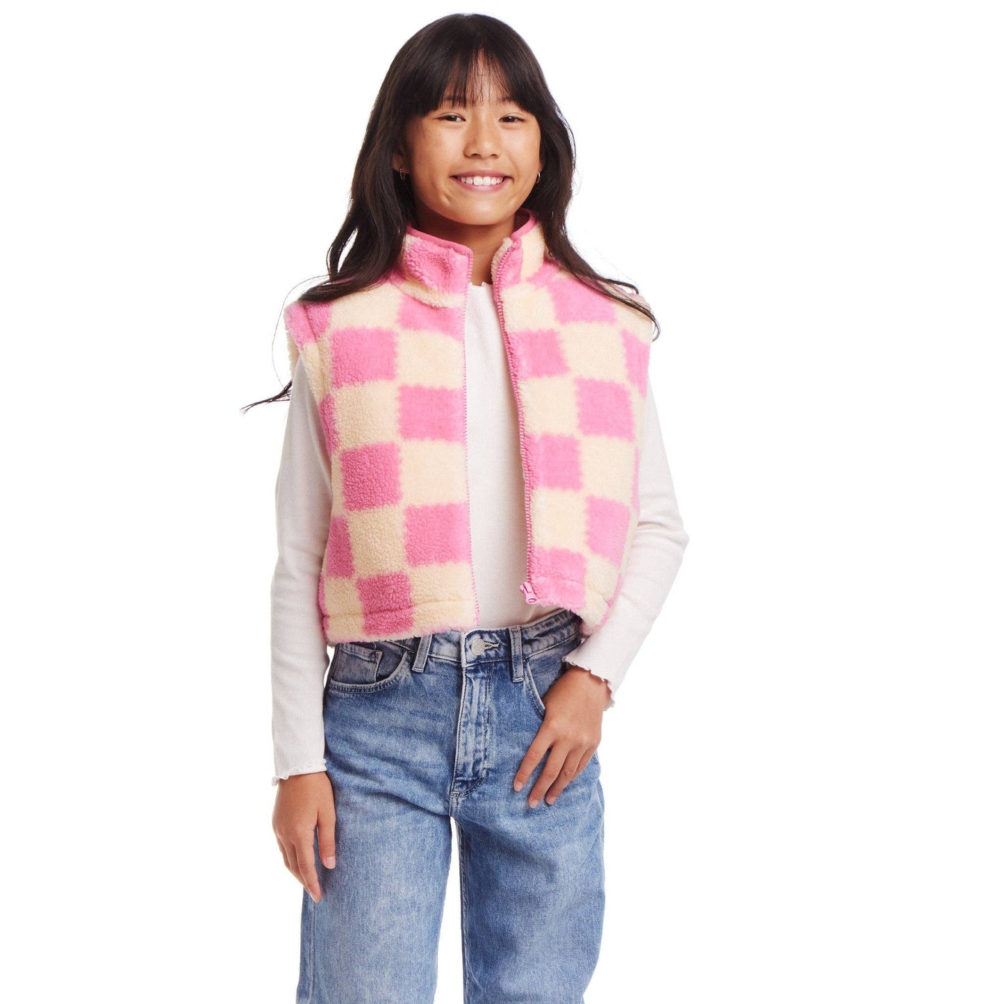 Pink & Cream Checkered Vest