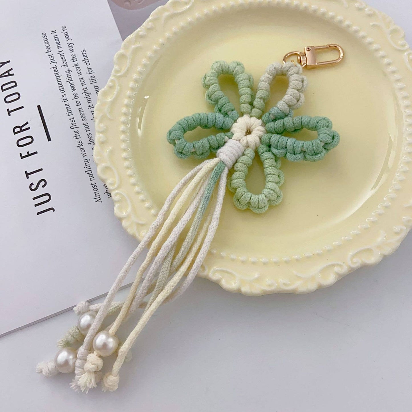 Hand-Woven Flower Keychain