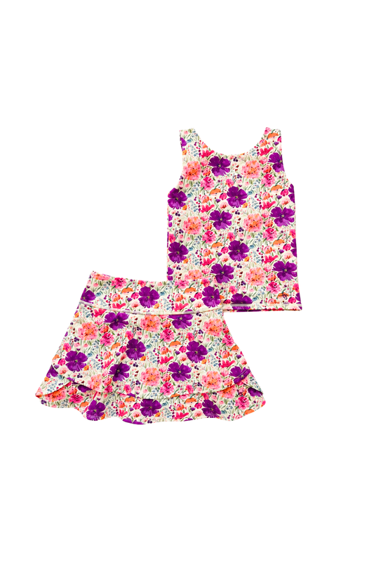 Purple Floral Poppy Athletic Set