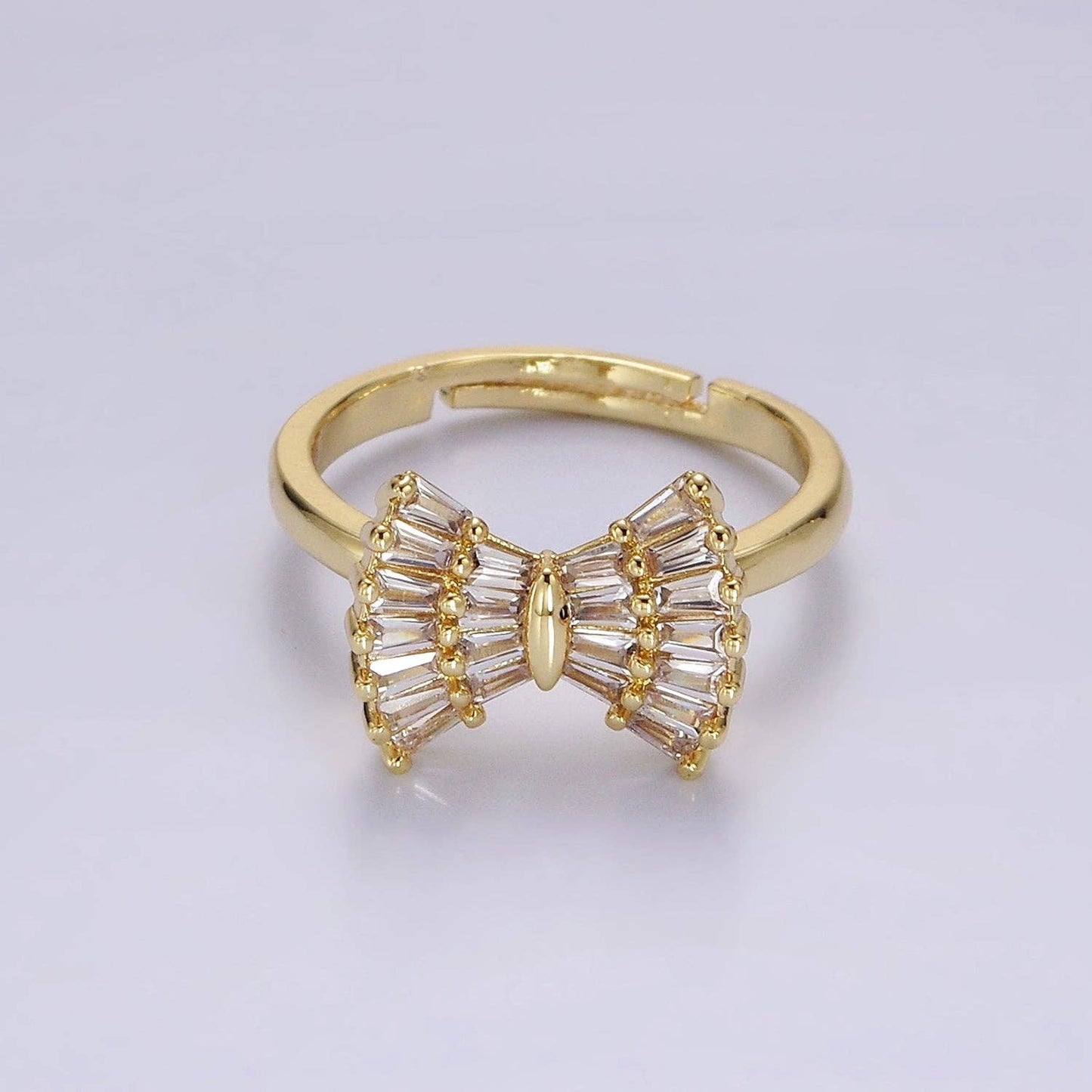 Baguette Bow Ribbon Ring