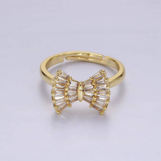 Baguette Bow Ribbon Ring