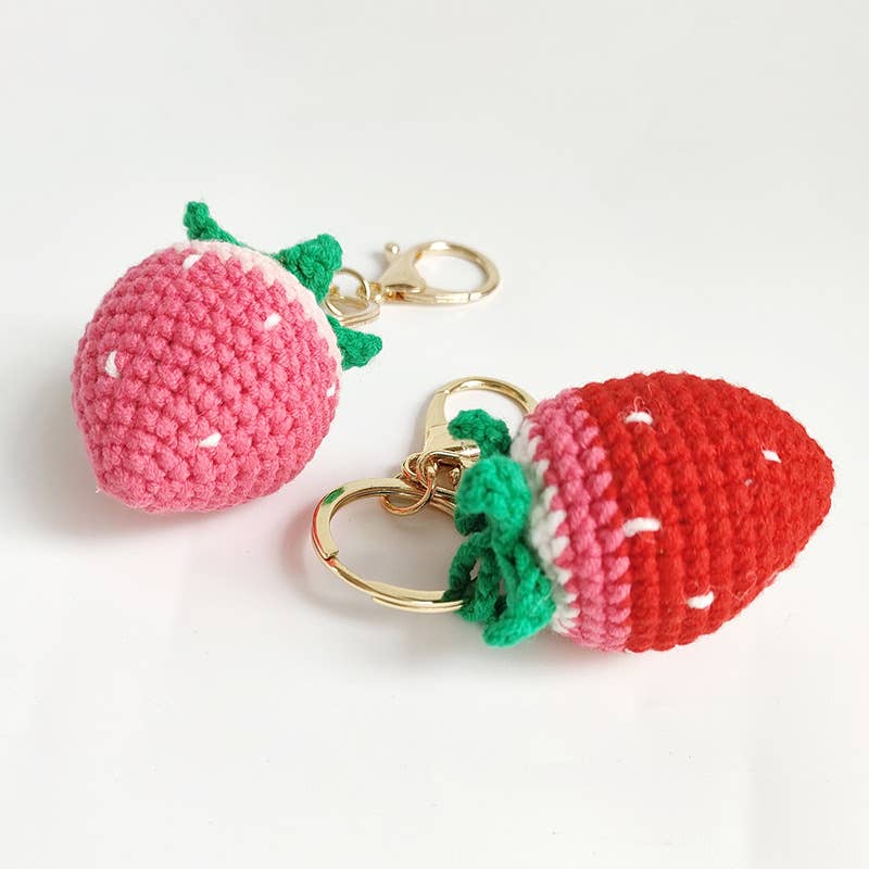 Strawberry Handmade Knitted Keychain