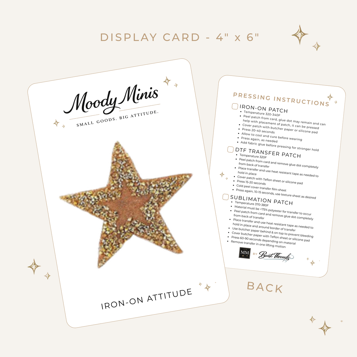 Gold Star Rhinestone Patch