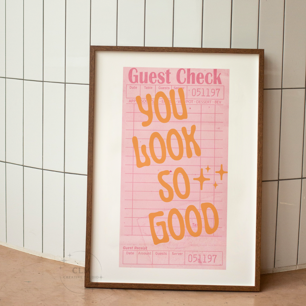 You Look So Good Preppy Pink & Orange Guest Wall Art Prints