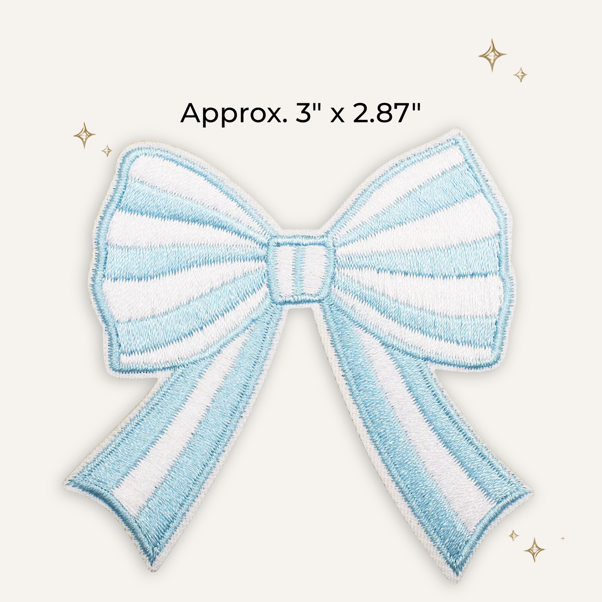 Striped Bow Baby Blue Embroidered Patch