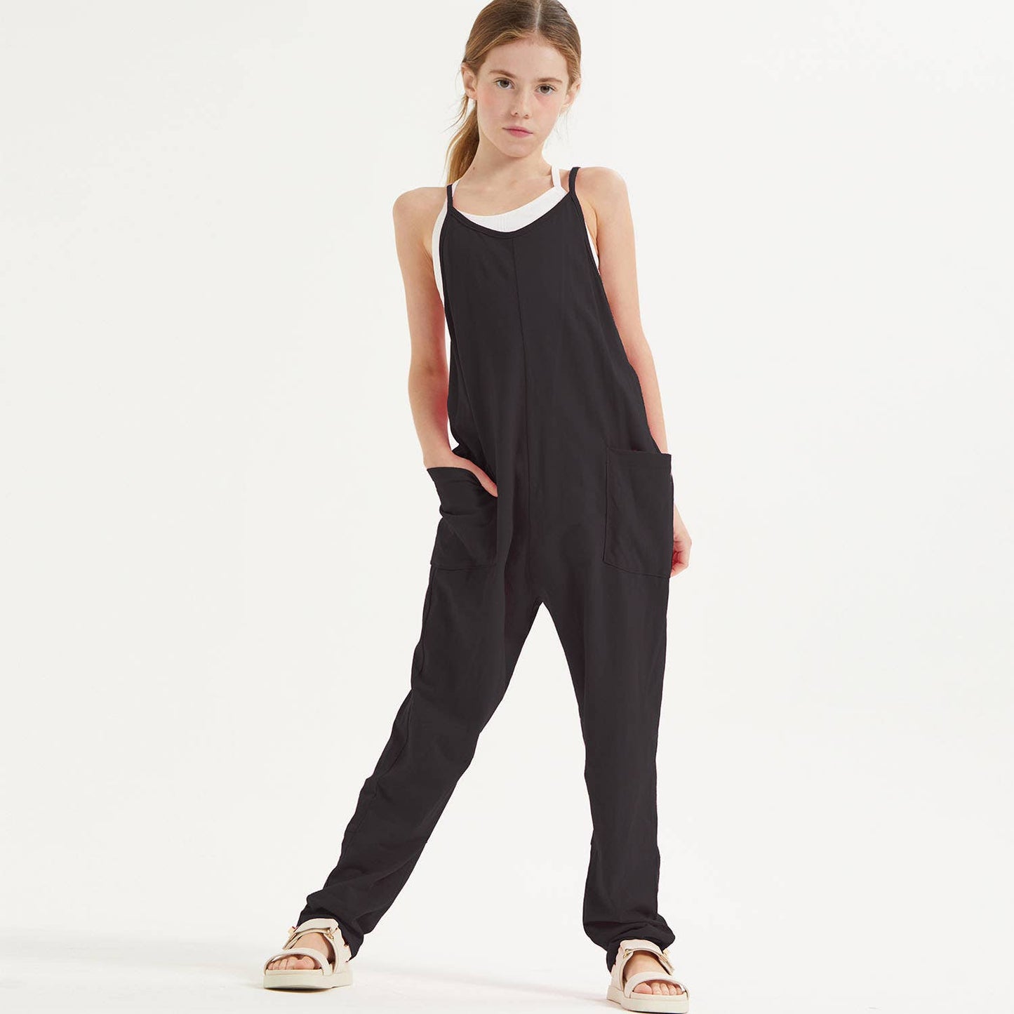 Drop Crotch Sleeveless Jumpsuit /Overall /Onesie