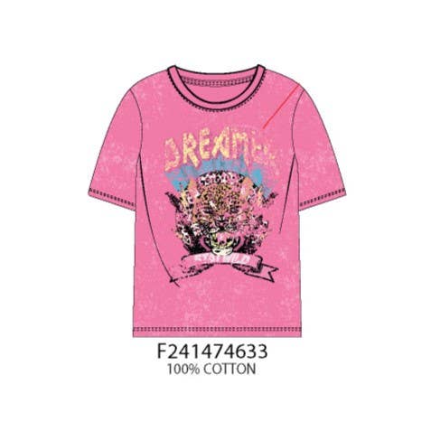 Dreamer leopard distressed graphic shirt