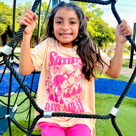 Sunny days are ahead roll cuff graphic tee