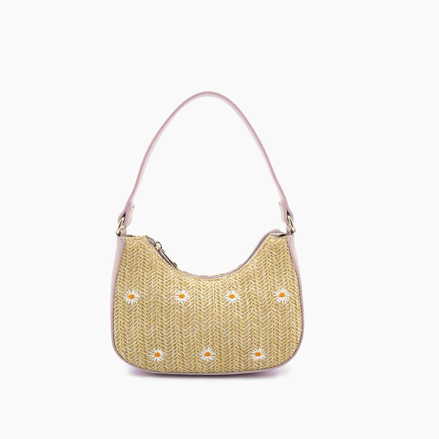 Chic Floral Straw Shoulder Bag with Top Handle Beach Purse