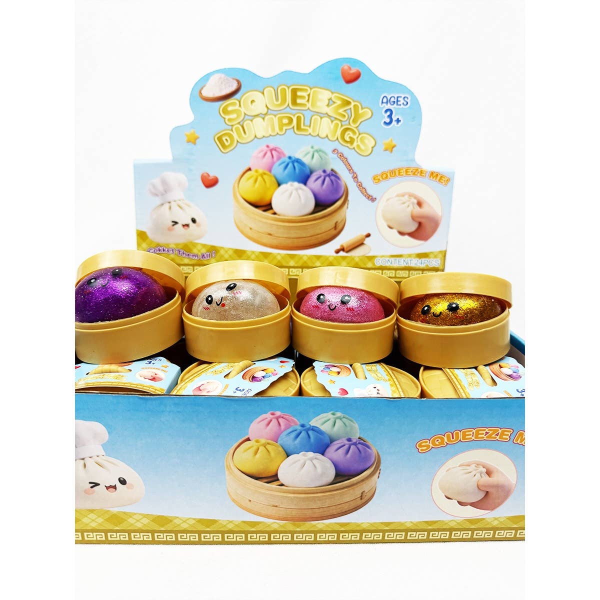 Mini Glitter Dumpling Squishy with Steamer