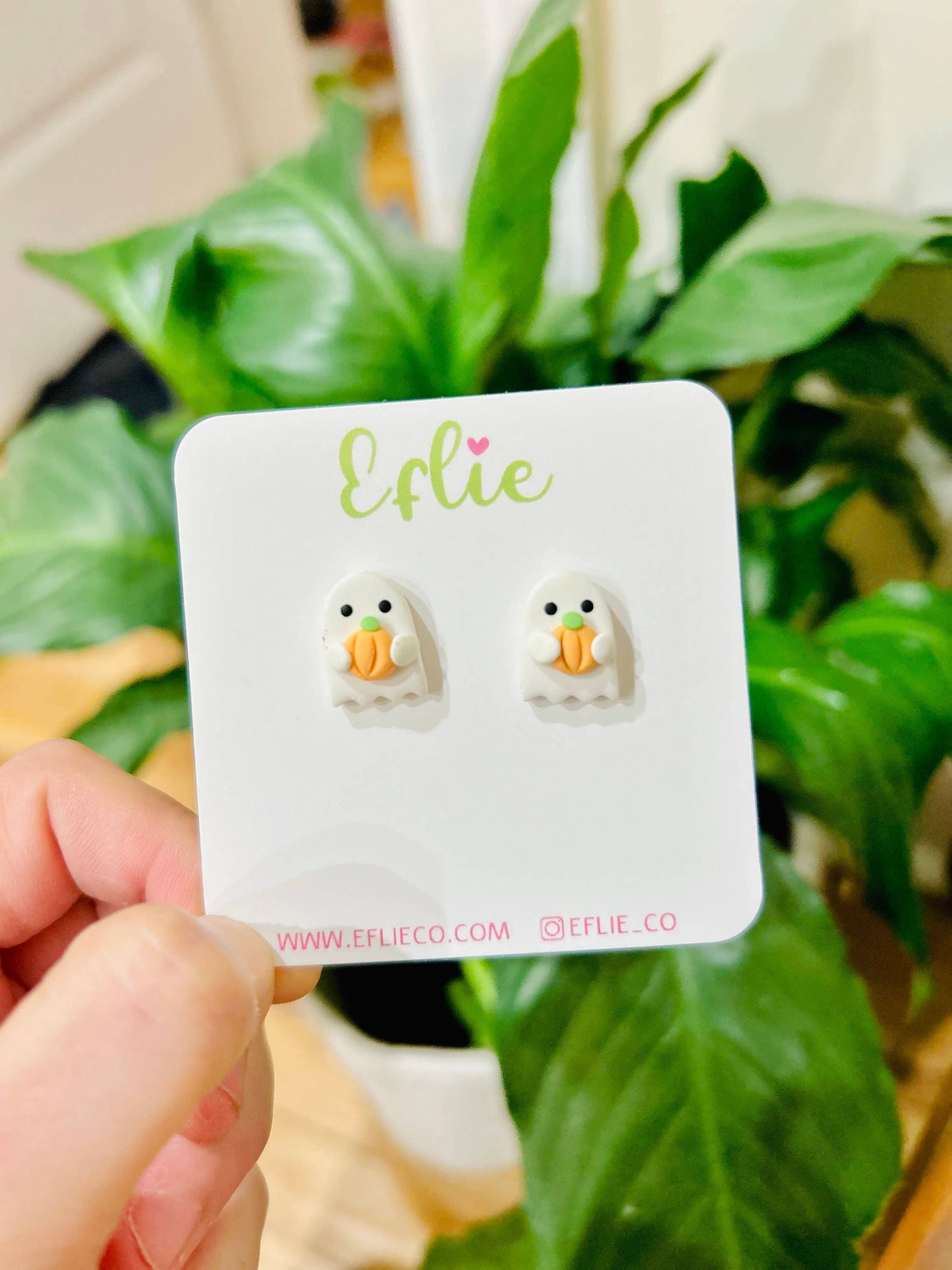 Halloween Ghost Pumpkin Clay Stud Earrings