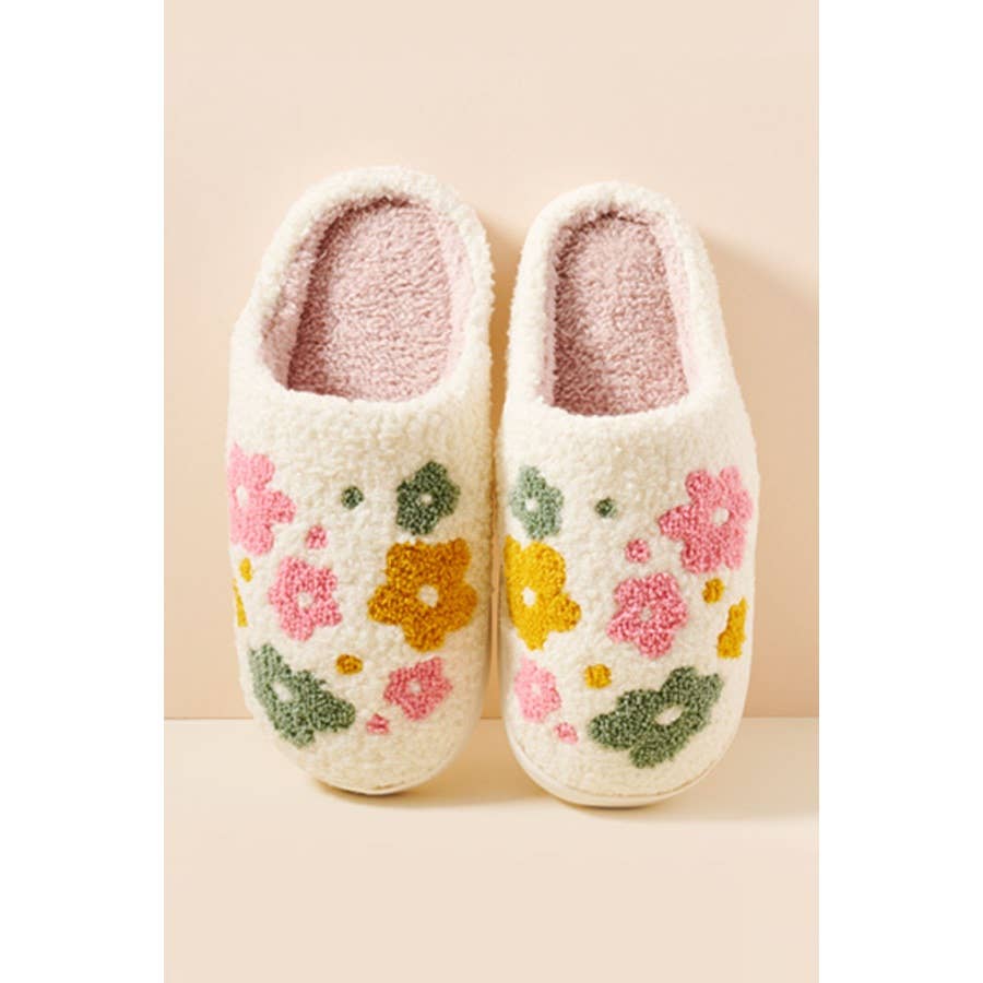 Flower Fuzzy Fleece Soft Slipper