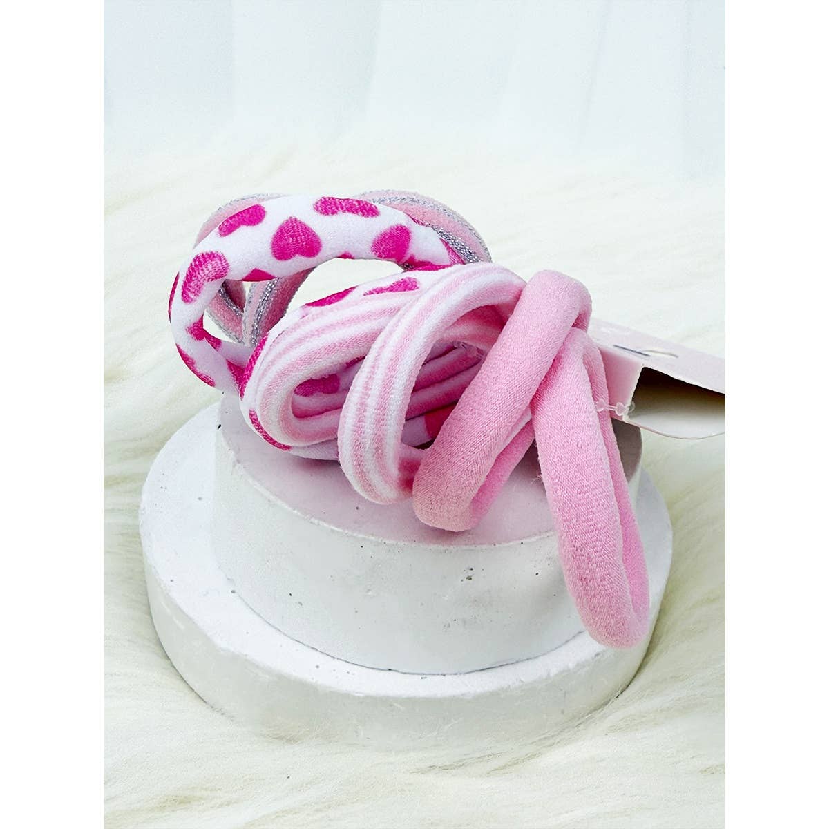 Pretty Pink Pattern Rolled Hair Tie Set