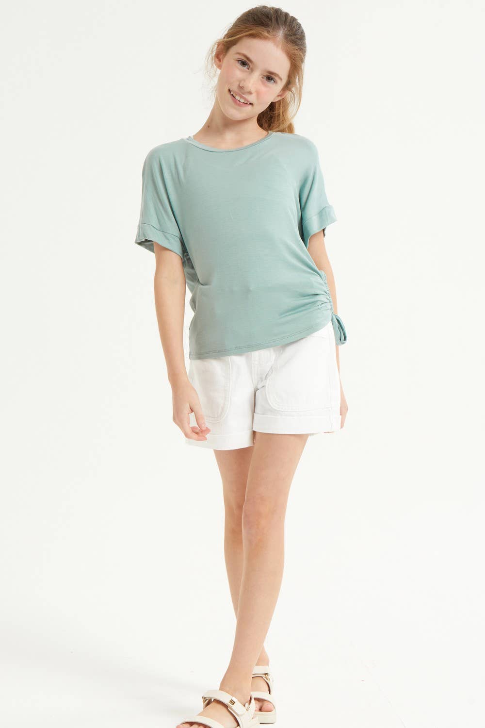 Drawstring Side Ruched Modal Top