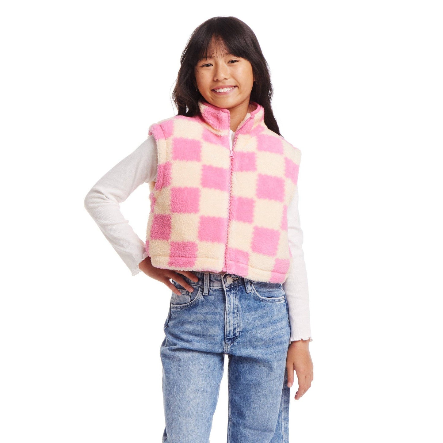 Pink & Cream Checkered Vest