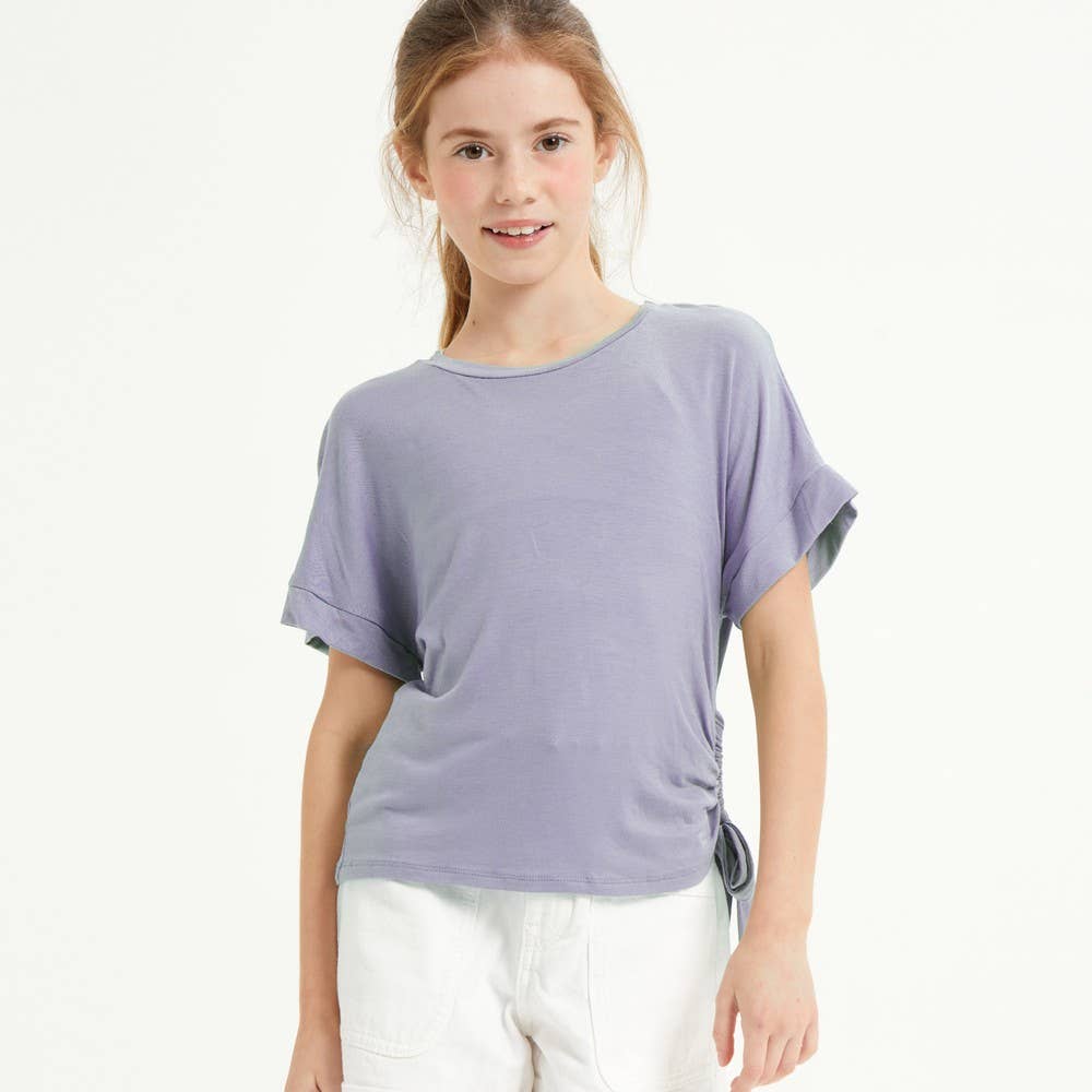 Drawstring Side Ruched Modal Top