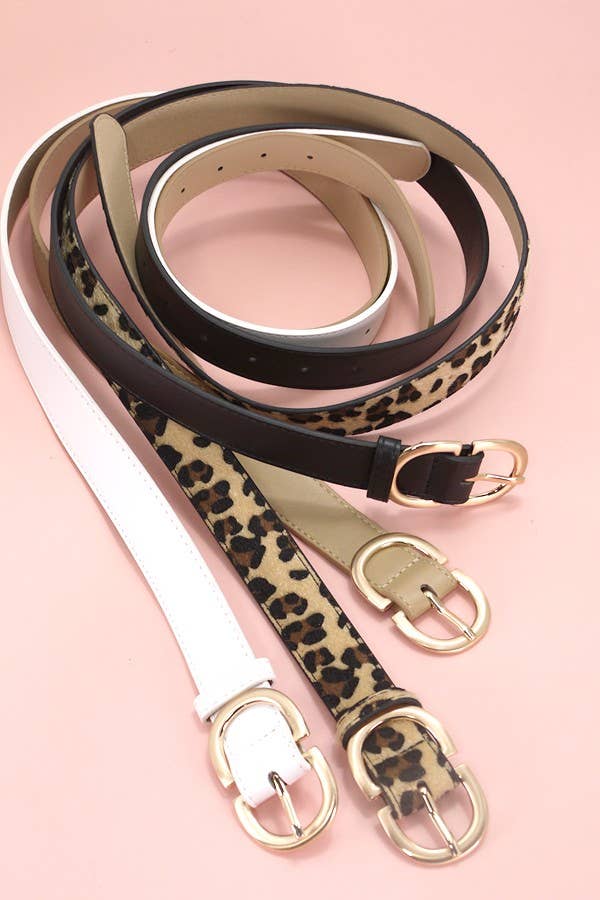 DOUBLE D BUCKLE FAUX LEATHER BELT