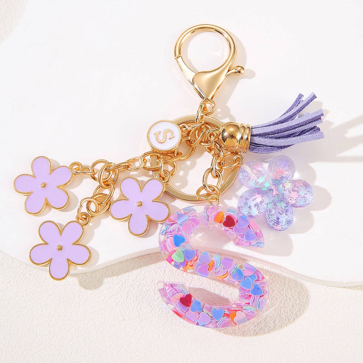 Purple Initial Keychain
