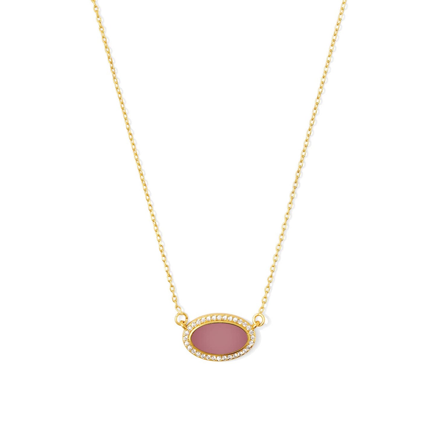 Pave Colorful Oval Necklace