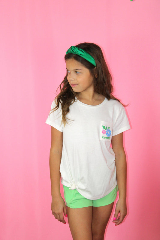Choose happiness puff print graphic t-shirt