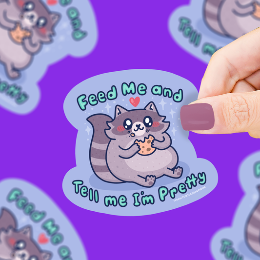 Feed Me Raccoon Sticker