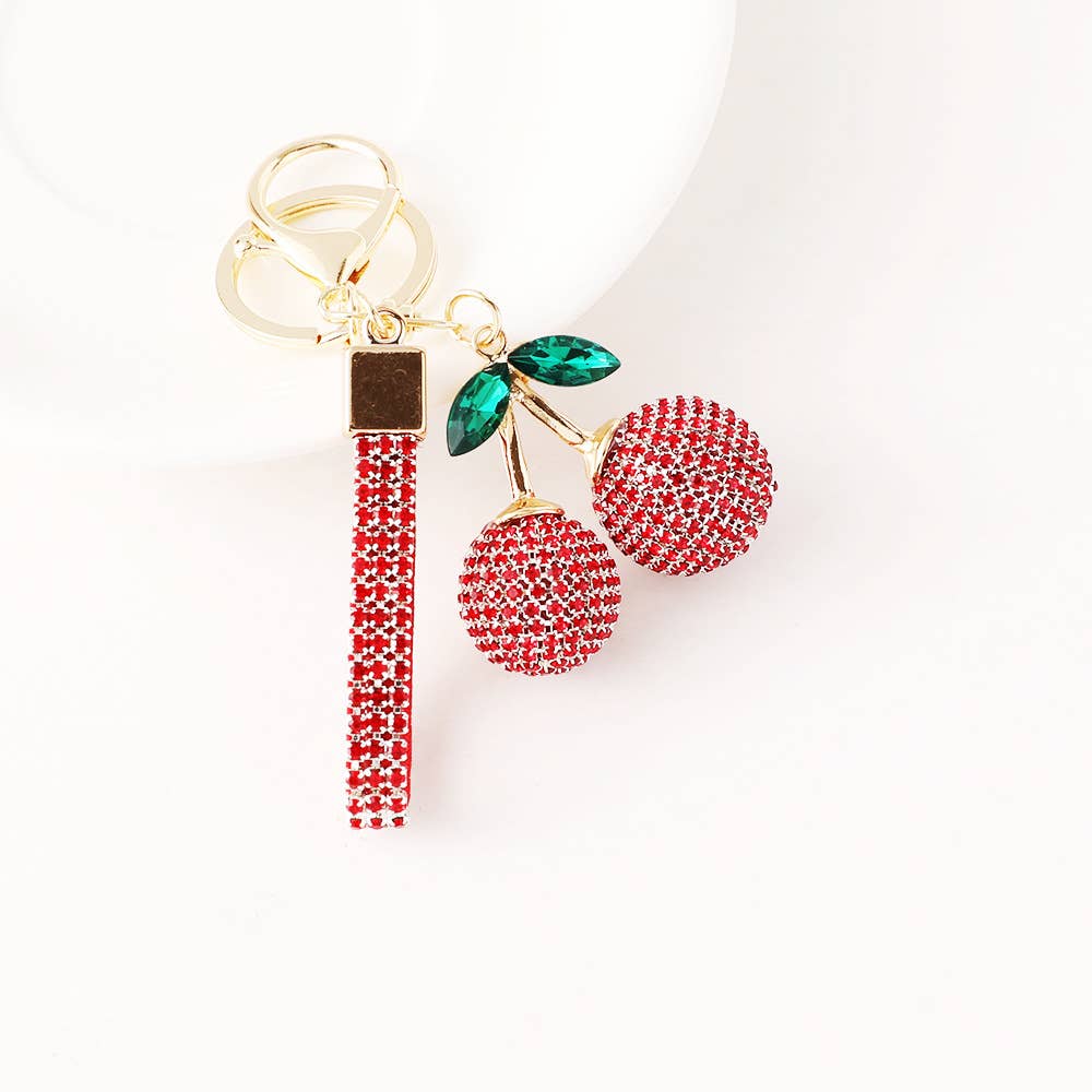 Cherry Rhinestone Keychain