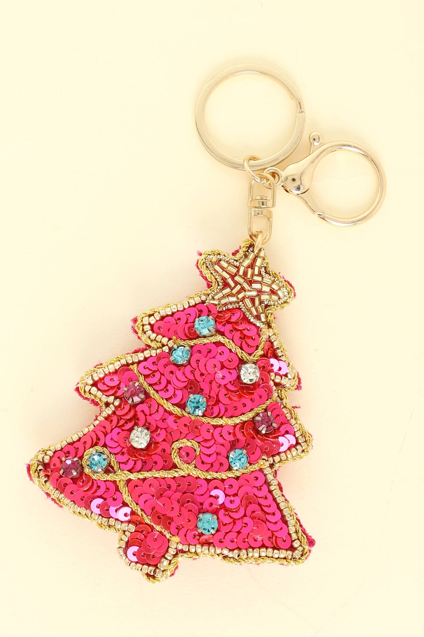 Christmas Tree Sequin Crystal Embellished Keychain