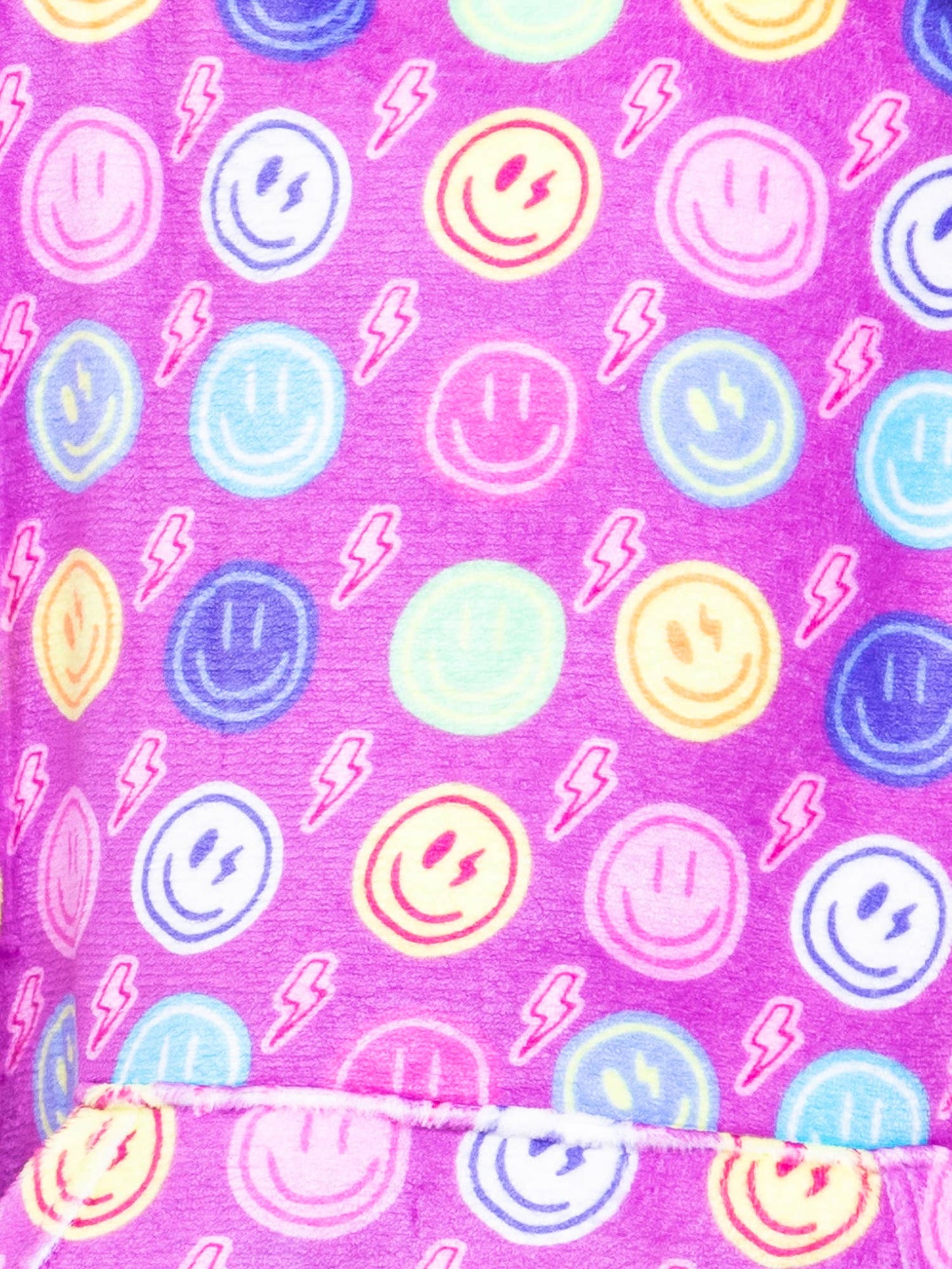 Girls Plush Lounge Short - Smiley Faces