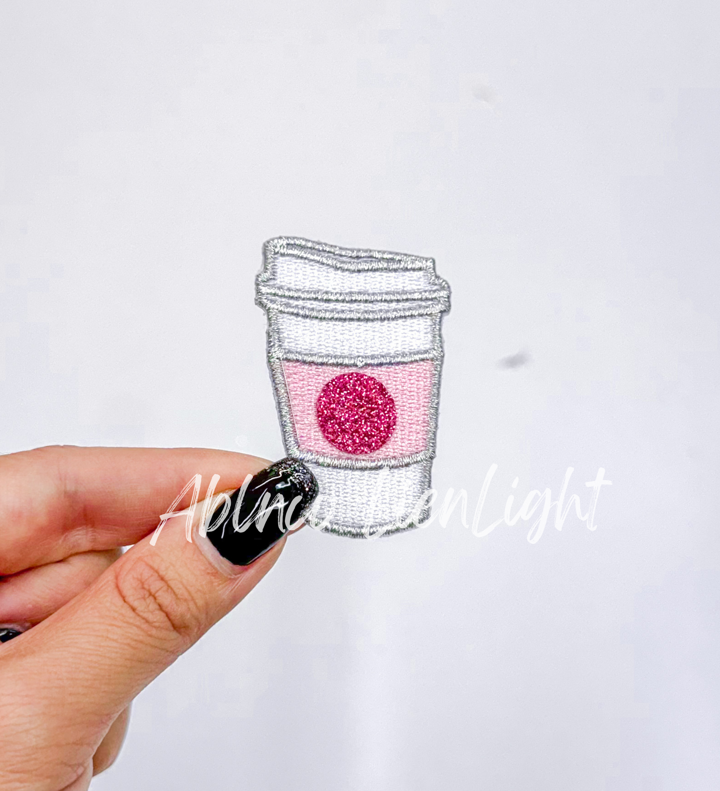 Coffee Cup Glitter Embroidery Patch