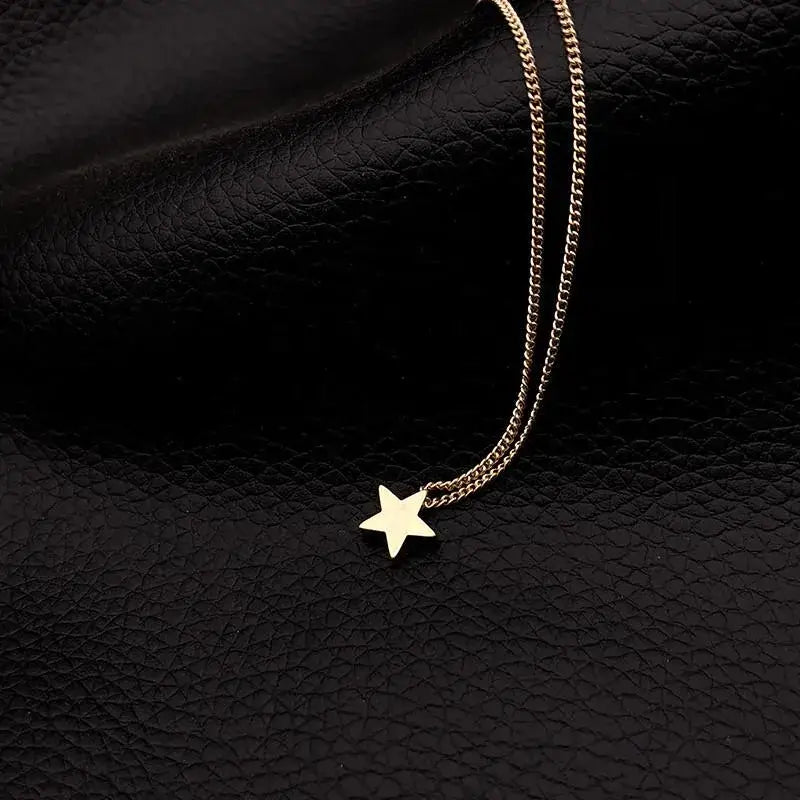 Gold or Silver Alloy Star Pendant Necklace