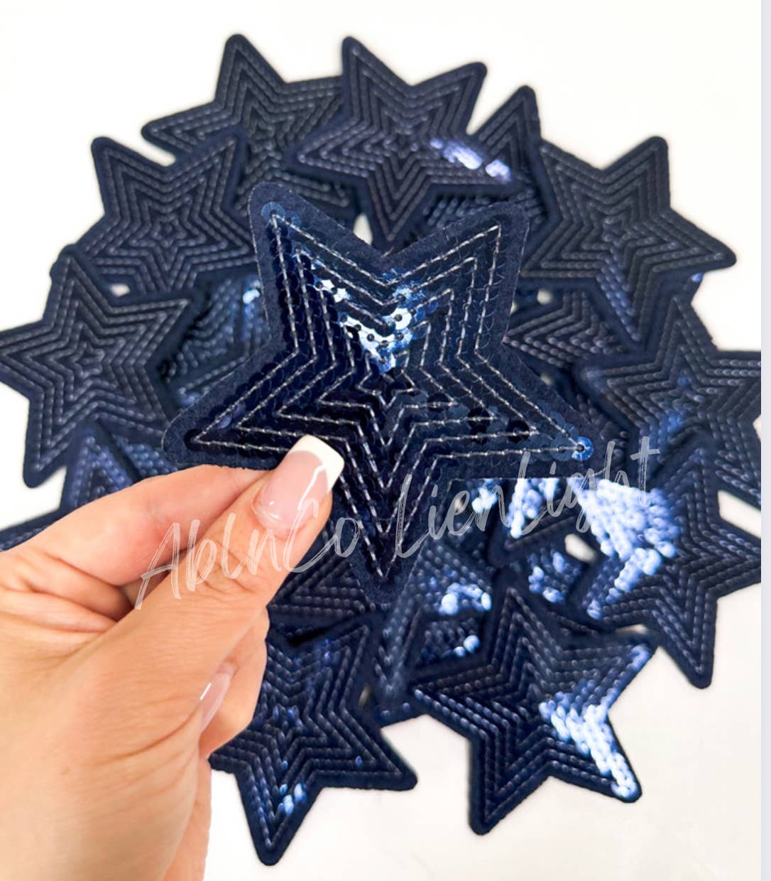 Navy sequin star patch