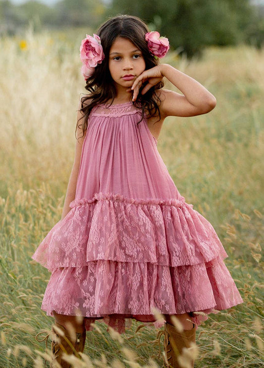 Kid's Catrina Dress in Dusty Rose