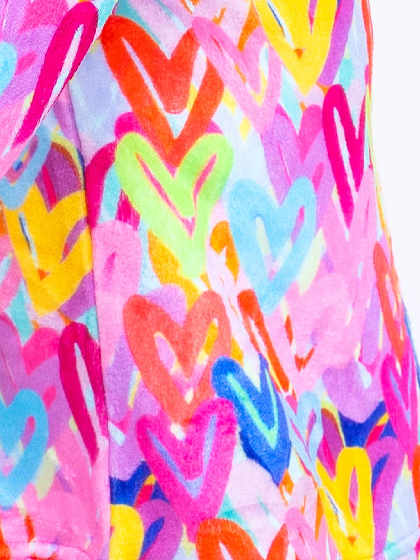 Girls Plush Lounge Short - Graffiti Hearts