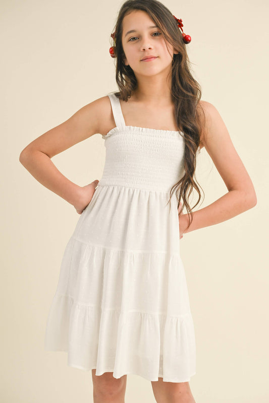 TWEEN KIDS GIRLS SMOCKED TIERED DRESS