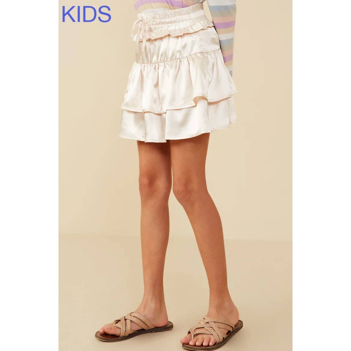 Girls Tiered Tie Detail Satin Skirt