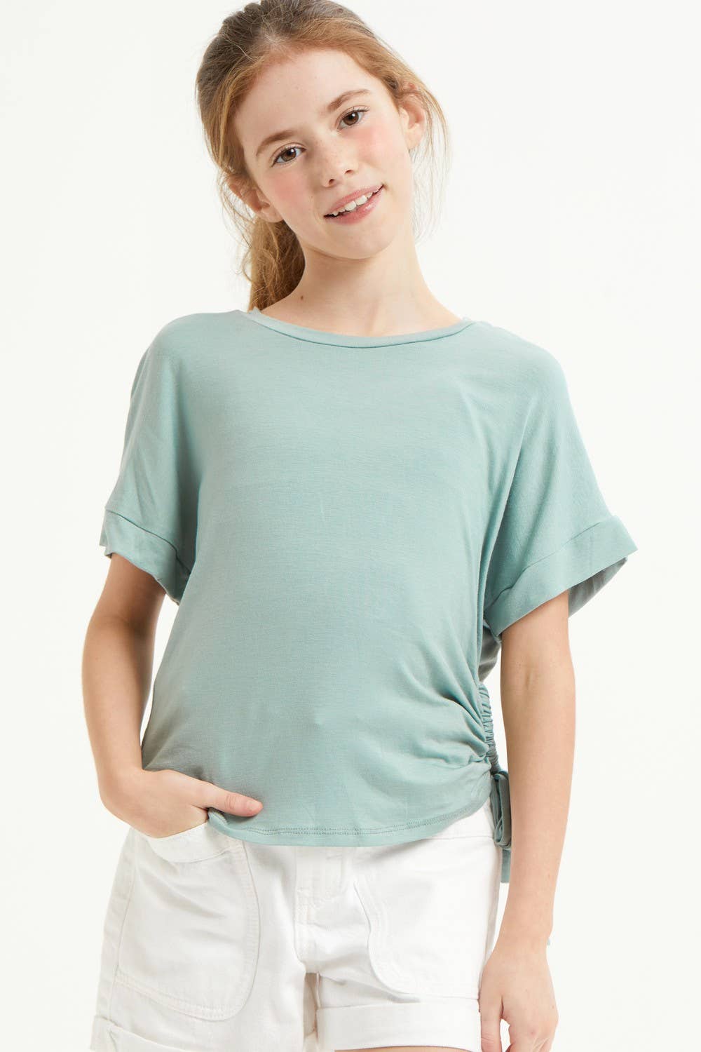 Drawstring Side Ruched Modal Top