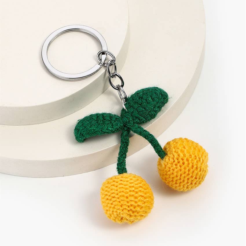 Cute Knitted Cherry Keychain Bag Pendant