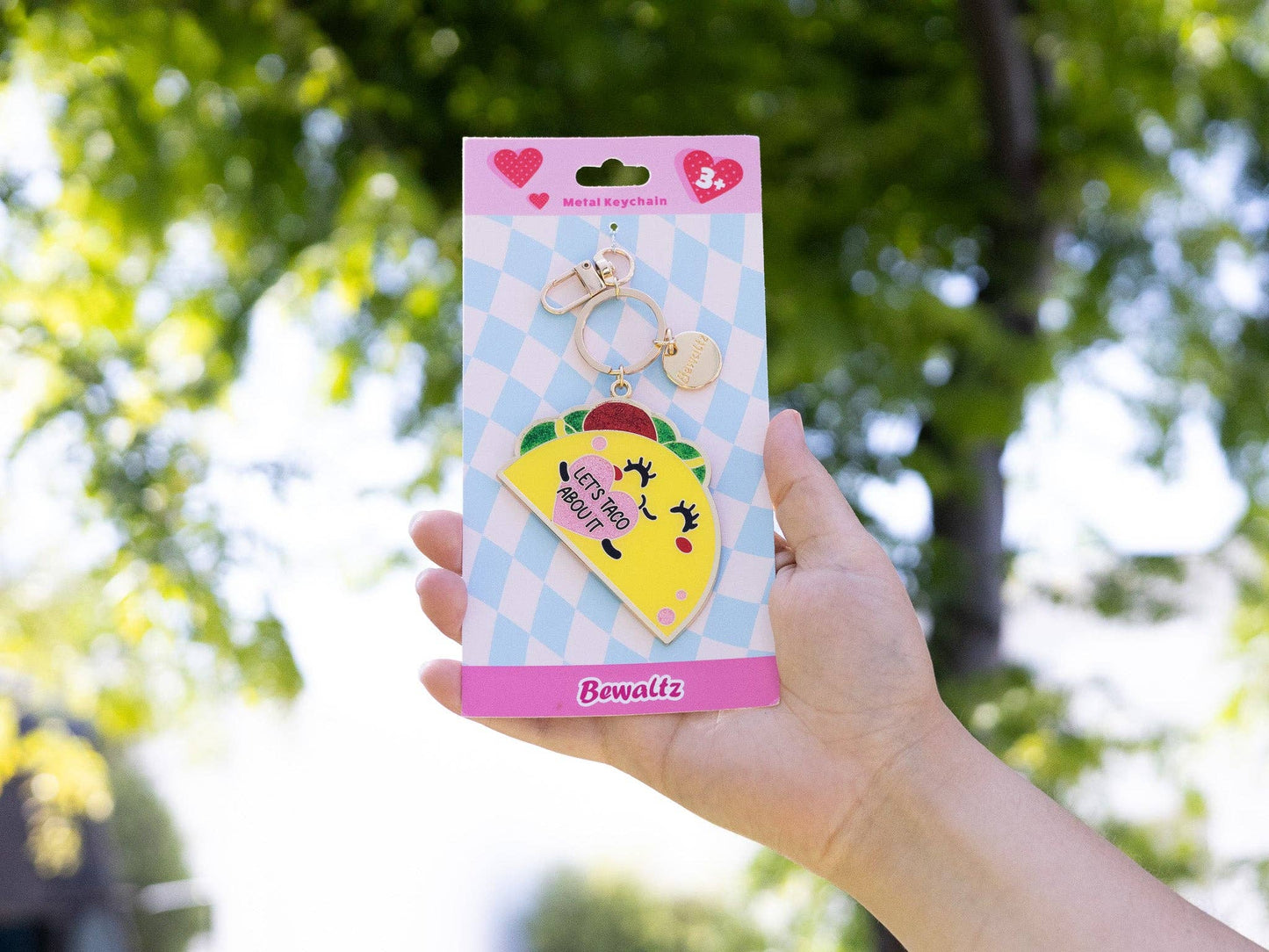 Glitter Metal Keychain - Taco