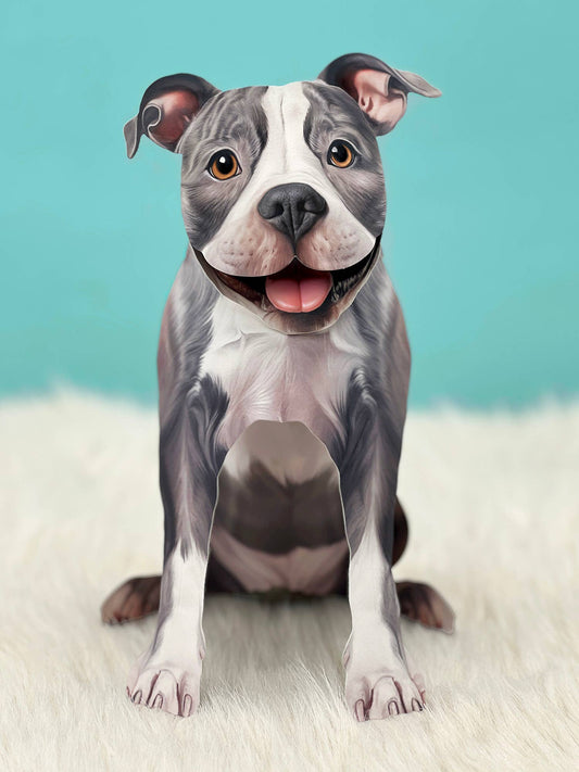 Gray Pitbull Pop-up Greeting Card