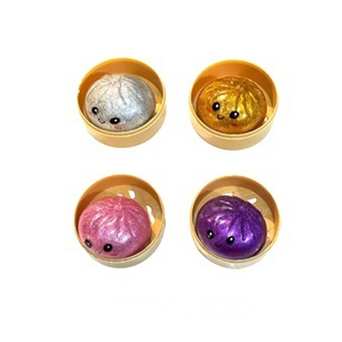 Mini Glitter Dumpling Squishy with Steamer