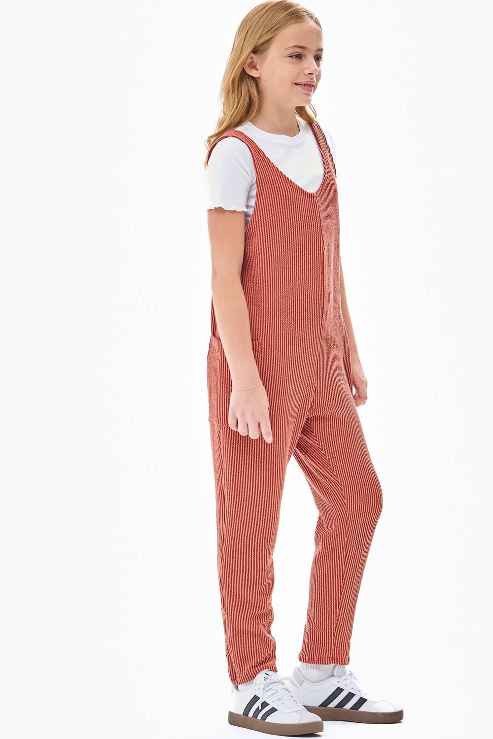 Embossed Rib Sleeveless Jumpsuit /Overall /Onesie