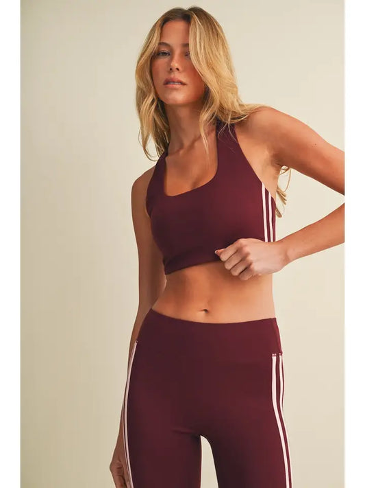 Side stripe racerback sports bra