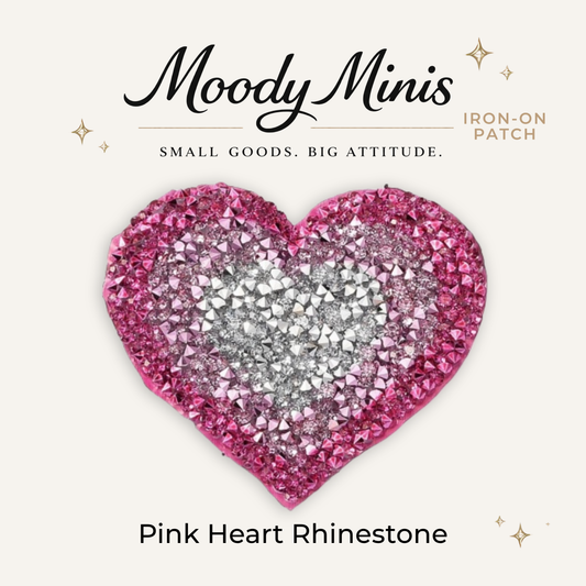 Pink Heart Rhinestone Patch