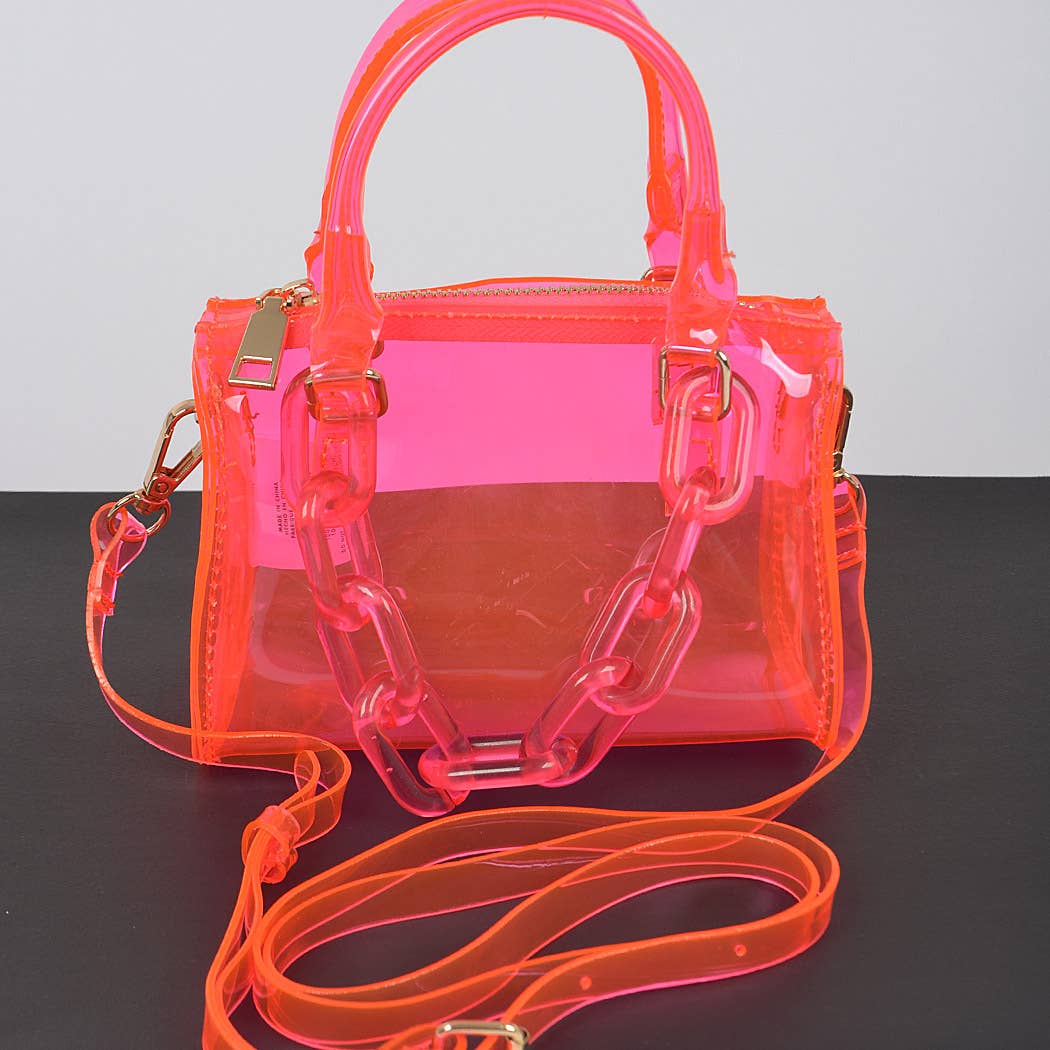 Transparent Mini Duffle Bag W/Acrylic Chain